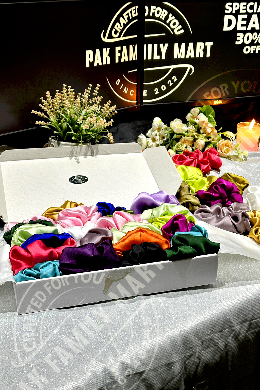 Box of 24  Handmade Silk Scrunchies