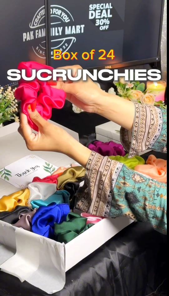 Box of 24  Handmade Silk Scrunchies
