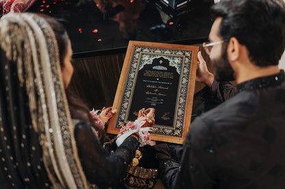 Blacked Customzied Frame With Gold Border Nikkah Frames & Nikkah Certificates