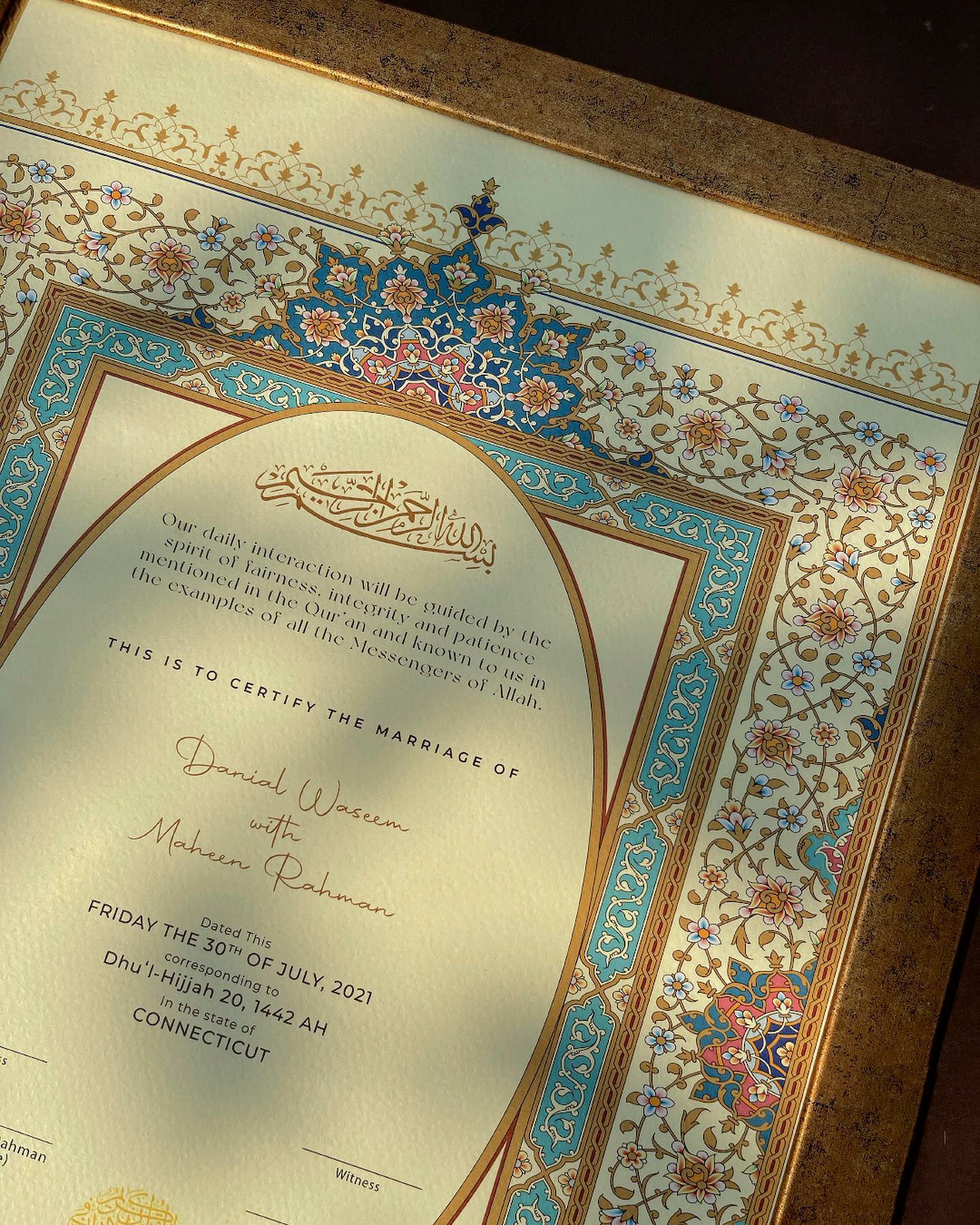 Meena Tauri Collection - #3 Amal Soaim Nikkah Certificates & Nikkah Frames
